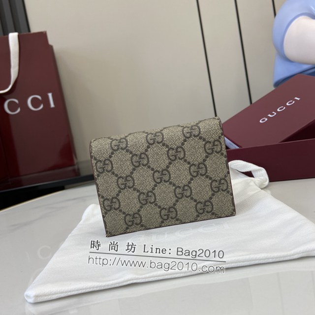 Gucci專櫃古馳最新款飾小狗細節GG迷你錢包 jh2028型號：818767
